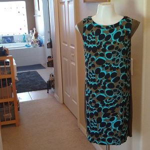 Boden khaki teal and black print dress size 4R